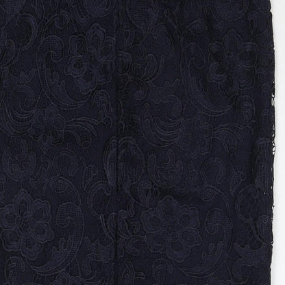 La Redoute Womens Blue Floral Polyester A-Line Skirt Size 12 Zip