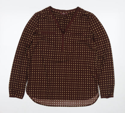 Womens UK Size 12 NEXT Brown Basic Blouse