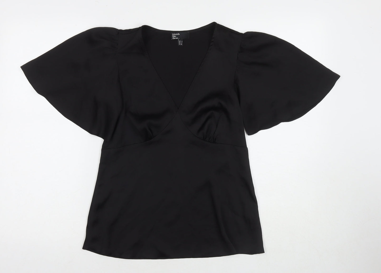 Womens UK Size 8 Friends Like These Black Basic T-Shirt