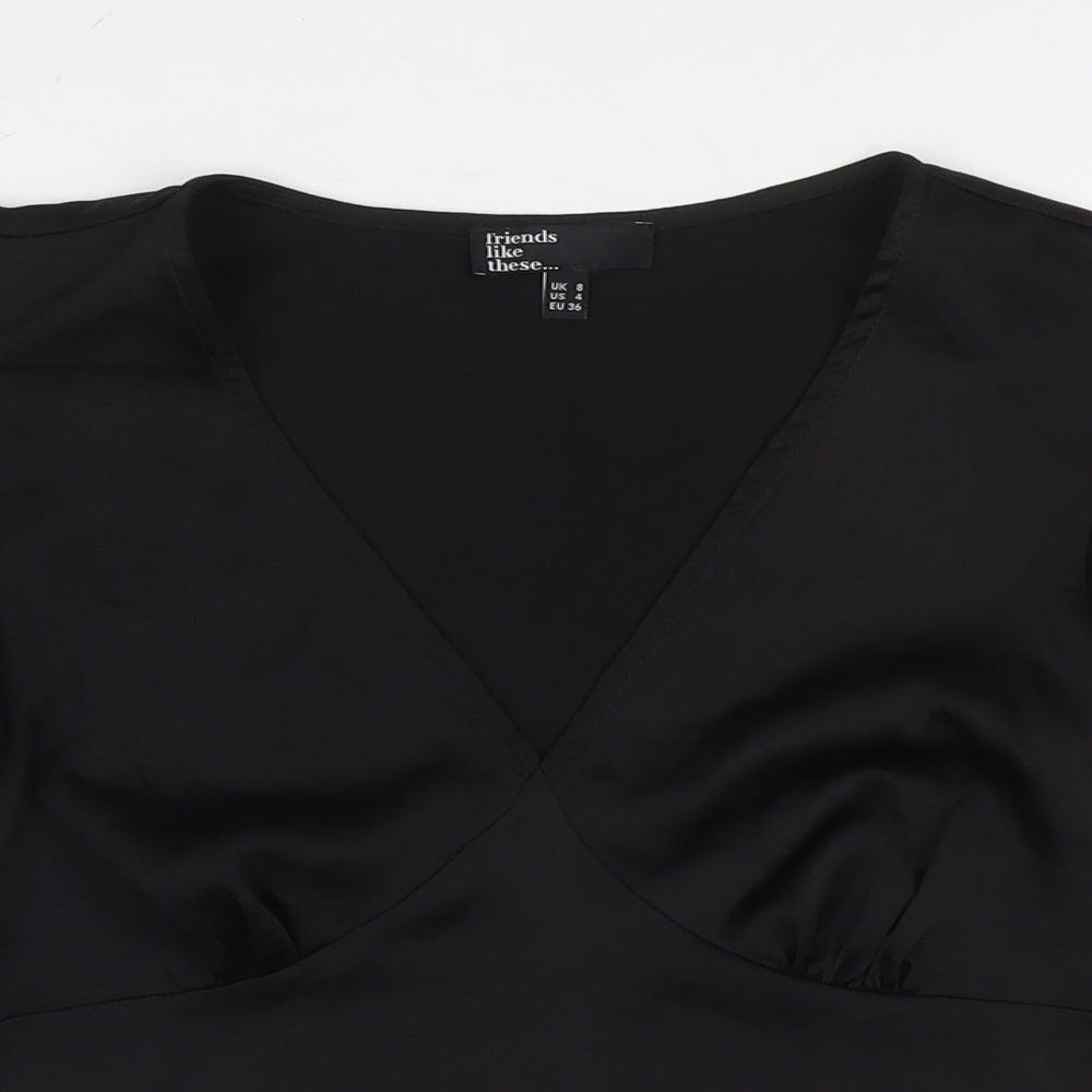 Womens UK Size 8 Friends Like These Black Basic T-Shirt