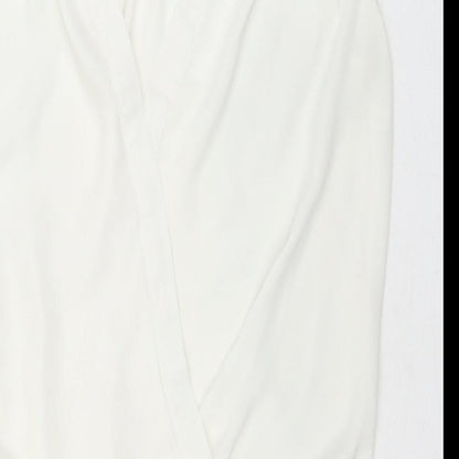 Lost Society Womens White Polyester Basic Blouse Size 8 V-Neck