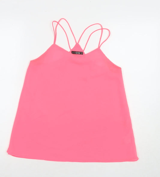 Quiz Womens Pink Polyester Basic Tank Size 8 Round Neck
