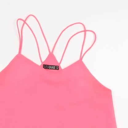 Quiz Womens Pink Polyester Basic Tank Size 8 Round Neck
