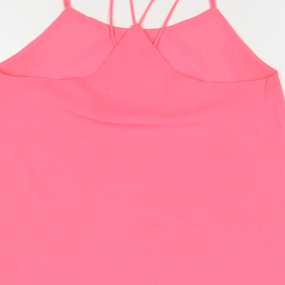 Quiz Womens Pink Polyester Basic Tank Size 8 Round Neck