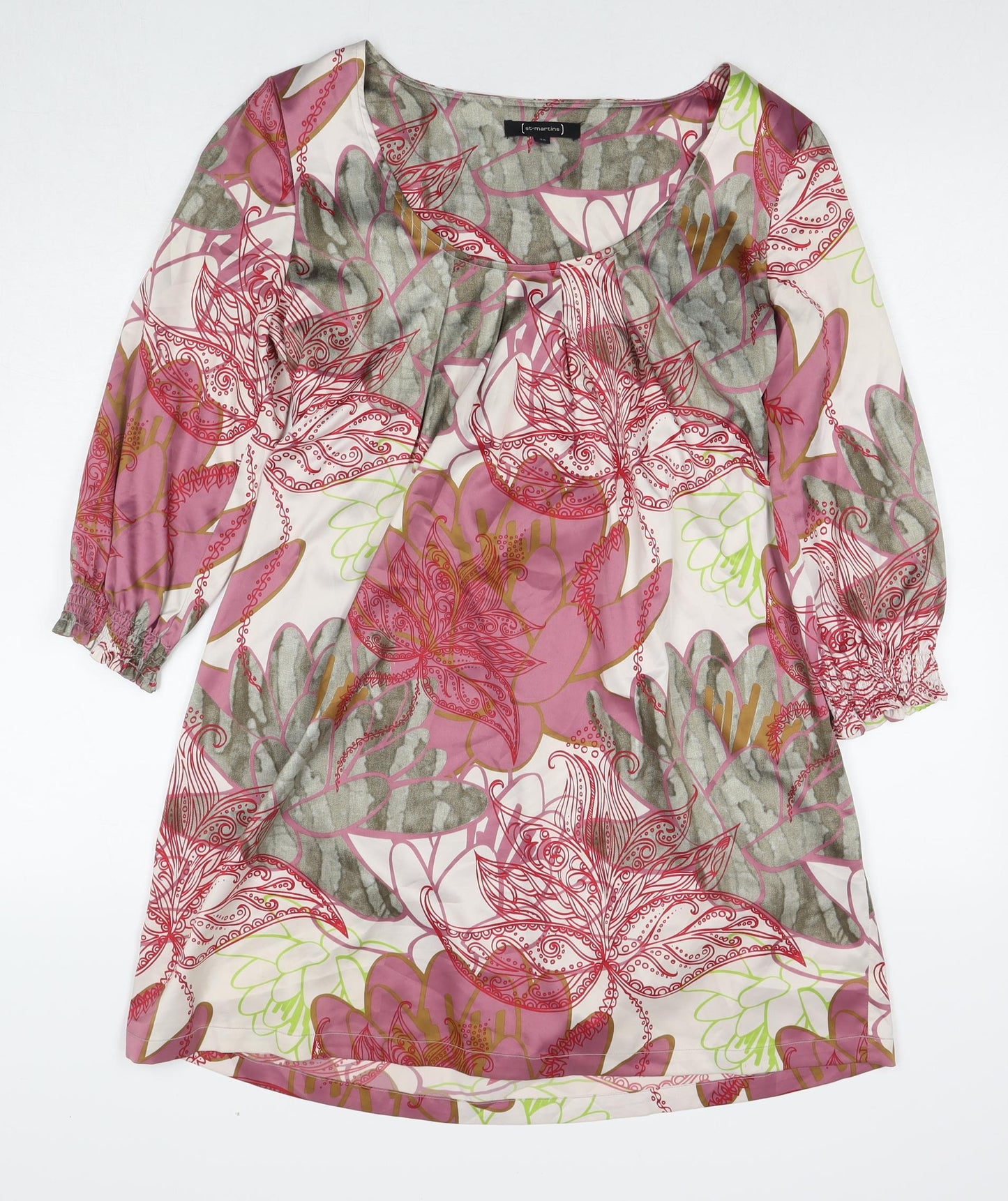 St Martins Womens Multicoloured Floral Polyester A-Line Size 10 Round Neck Pullover