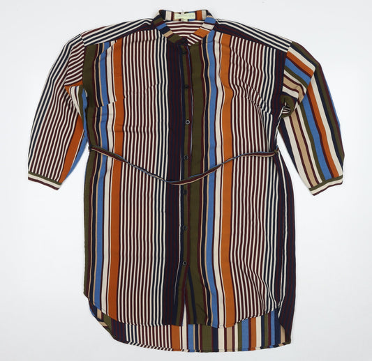 Love & Other Things Womens Multicoloured Striped Polyester Shirt Dress Size XS Collared Button