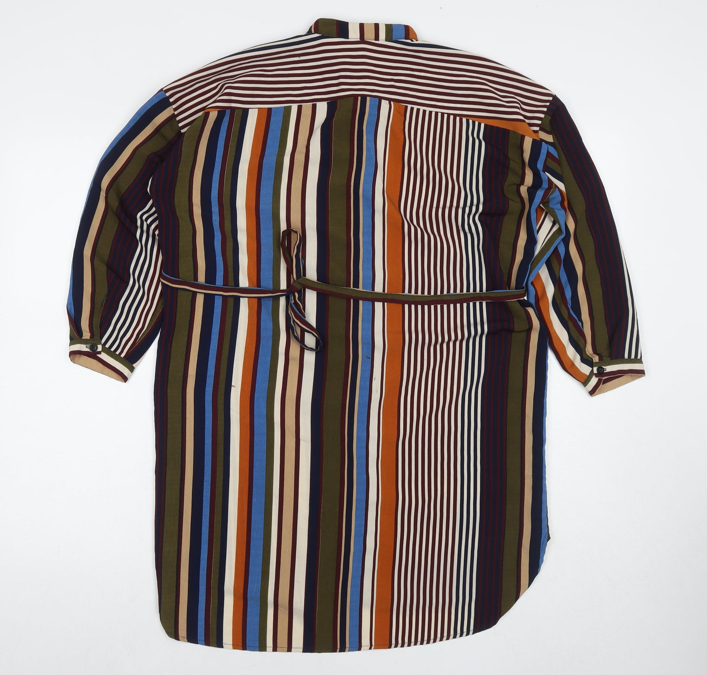 Love & Other Things Womens Multicoloured Striped Polyester Shirt Dress Size XS Collared Button