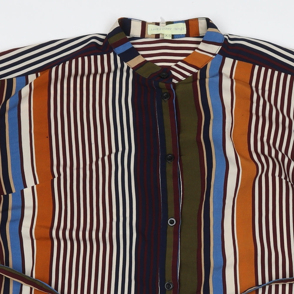 Love & Other Things Womens Multicoloured Striped Polyester Shirt Dress Size XS Collared Button