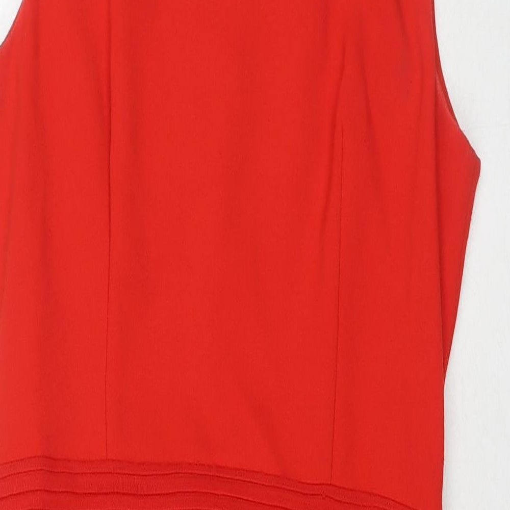 Betty Jackson Womens Red Polyester A-Line Size 10 Round Neck Pullover