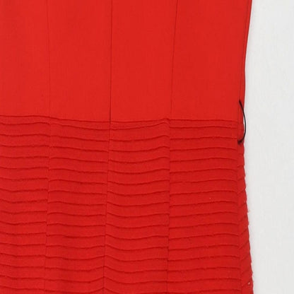 Betty Jackson Womens Red Polyester A-Line Size 10 Round Neck Pullover