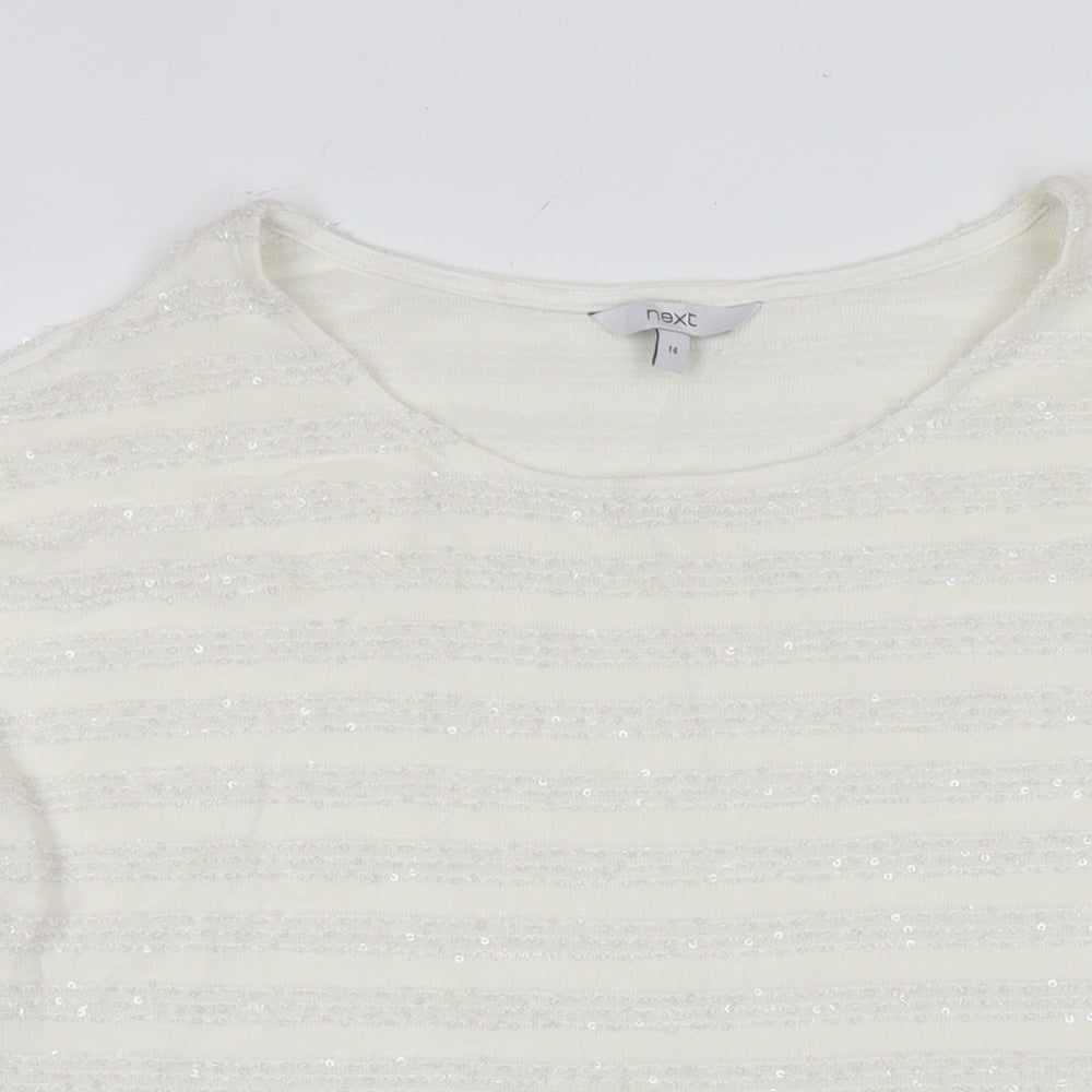 Womens UK Size 14 NEXT White Tunic Blouse