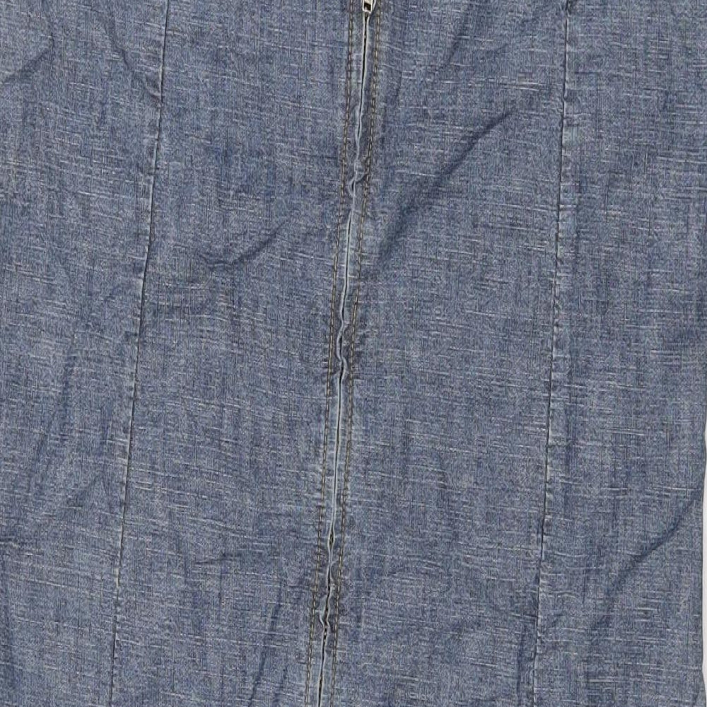 Cestbeaulavie Womens Blue Cotton A-Line Size 14 V-Neck Pullover