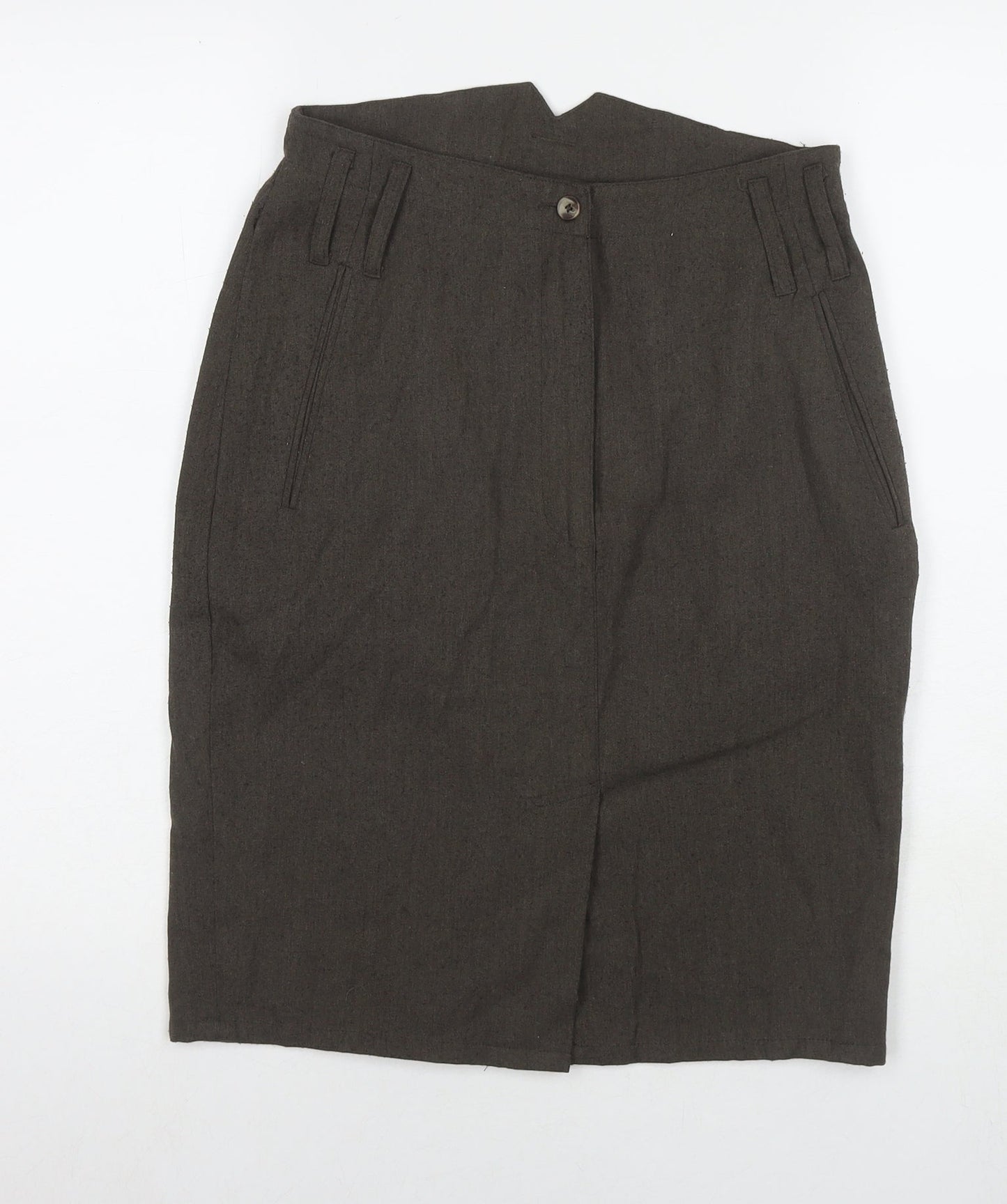 French Connection Womens Brown Polyester Straight & Pencil Skirt Size M Zip