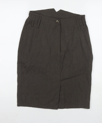 French Connection Womens Brown Polyester Straight & Pencil Skirt Size M Zip