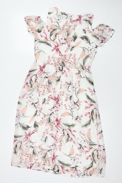 Tenki Womens Multicoloured Floral Polyester A-Line Size 10 Round Neck Zip - Cold Shoulder