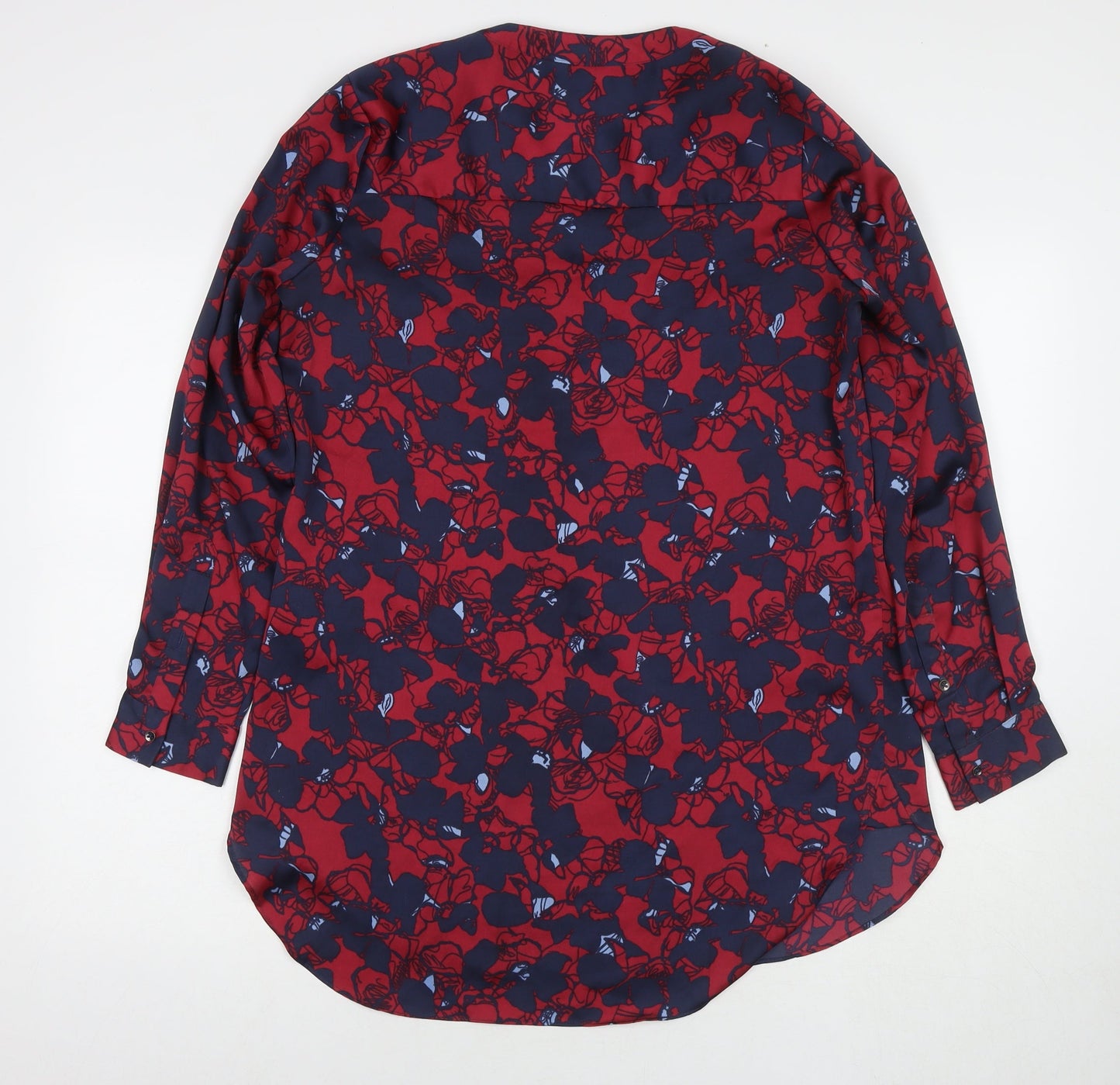 Marks and Spencer Womens Multicoloured Floral Polyester A-Line Size 10 V-Neck Pullover