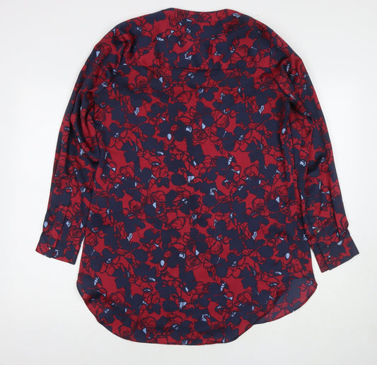 Marks and Spencer Womens Multicoloured Floral Polyester A-Line Size 10 V-Neck Pullover