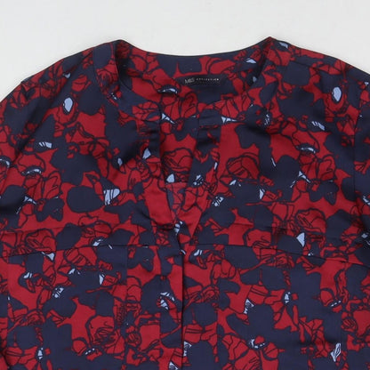 Marks and Spencer Womens Multicoloured Floral Polyester A-Line Size 10 V-Neck Pullover