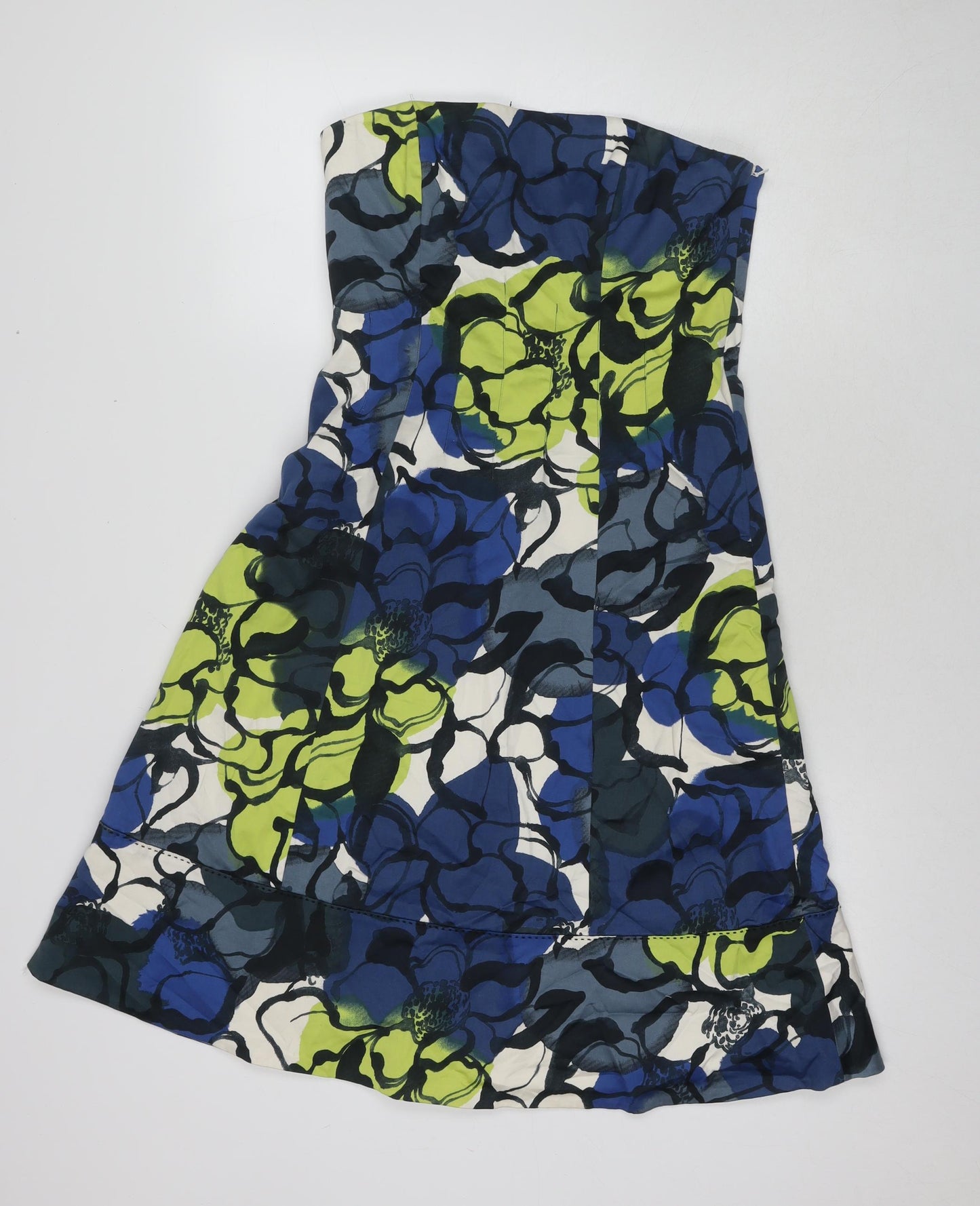 Coast Womens Multicoloured Geometric Cotton A-Line Size 10 Square Neck Pullover - Strapless