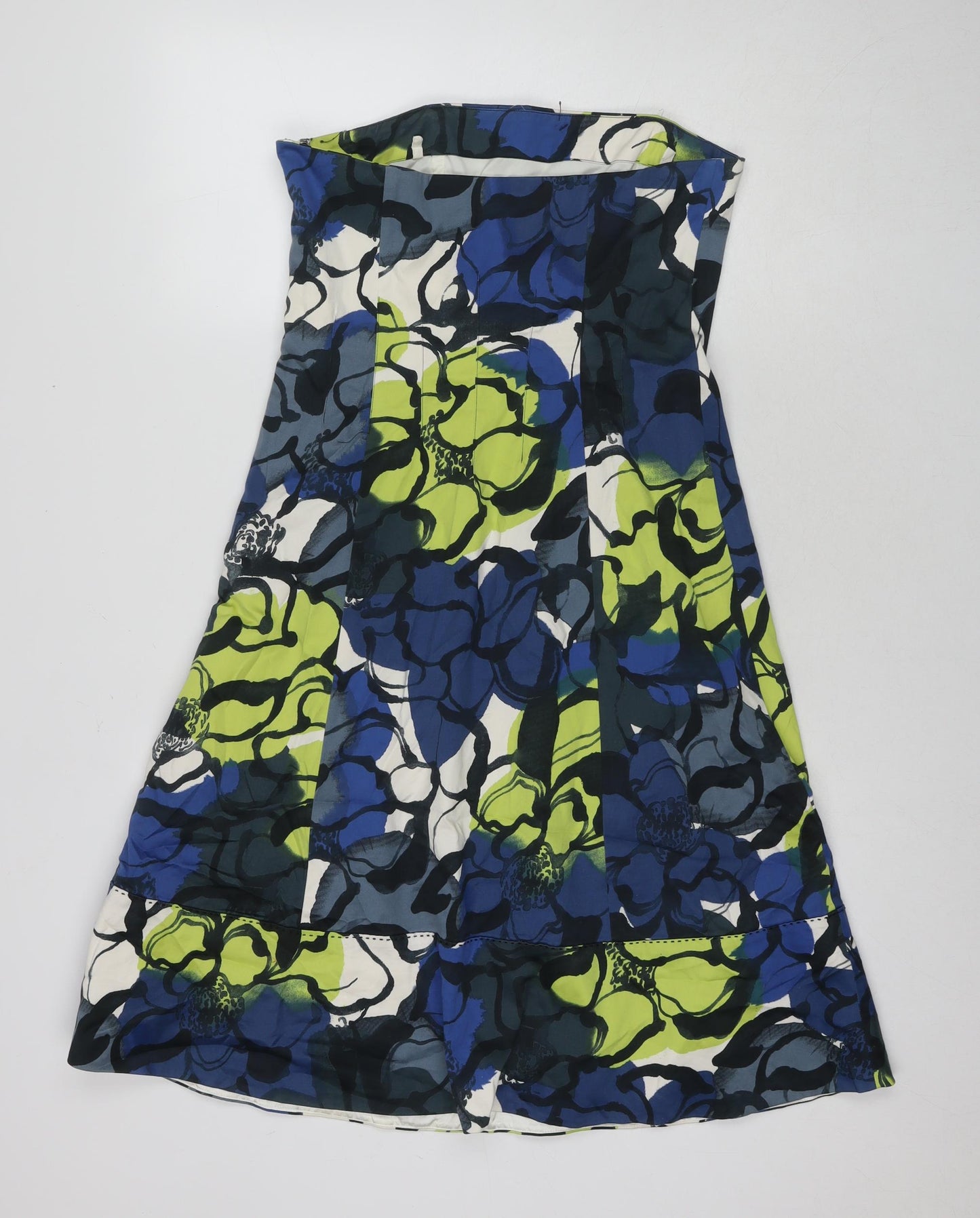 Coast Womens Multicoloured Geometric Cotton A-Line Size 10 Square Neck Pullover - Strapless