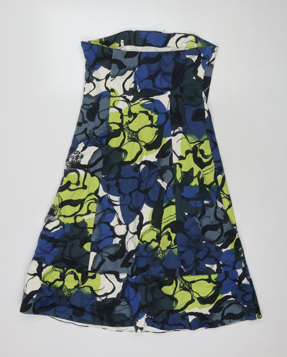 Coast Womens Multicoloured Geometric Cotton A-Line Size 10 Square Neck Pullover - Strapless