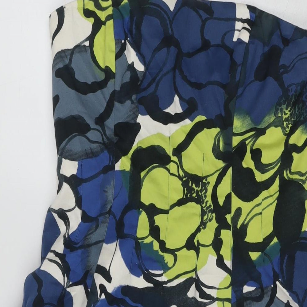 Coast Womens Multicoloured Geometric Cotton A-Line Size 10 Square Neck Pullover - Strapless