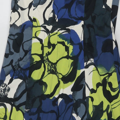 Coast Womens Multicoloured Geometric Cotton A-Line Size 10 Square Neck Pullover - Strapless