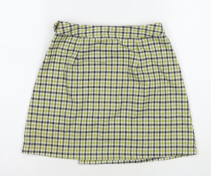 John Craft Womens Green Check Polyester Wrap Skirt Size 24 in Buckle