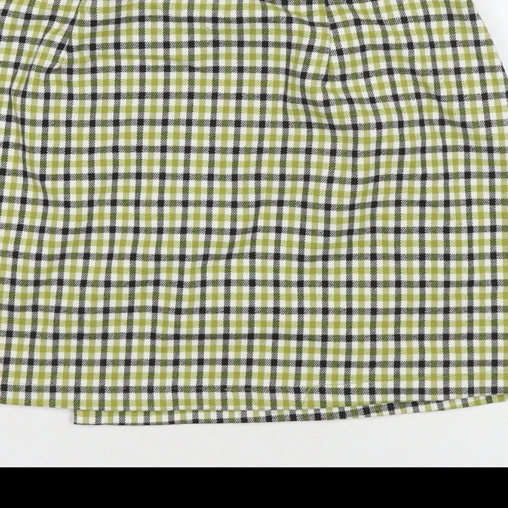 John Craft Womens Green Check Polyester Wrap Skirt Size 24 in Buckle