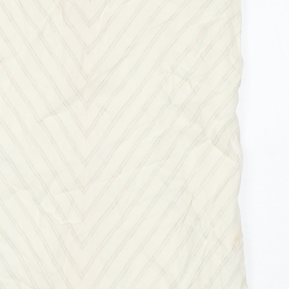 NEXT Womens Ivory Striped Viscose Straight & Pencil Skirt Size 12 Zip