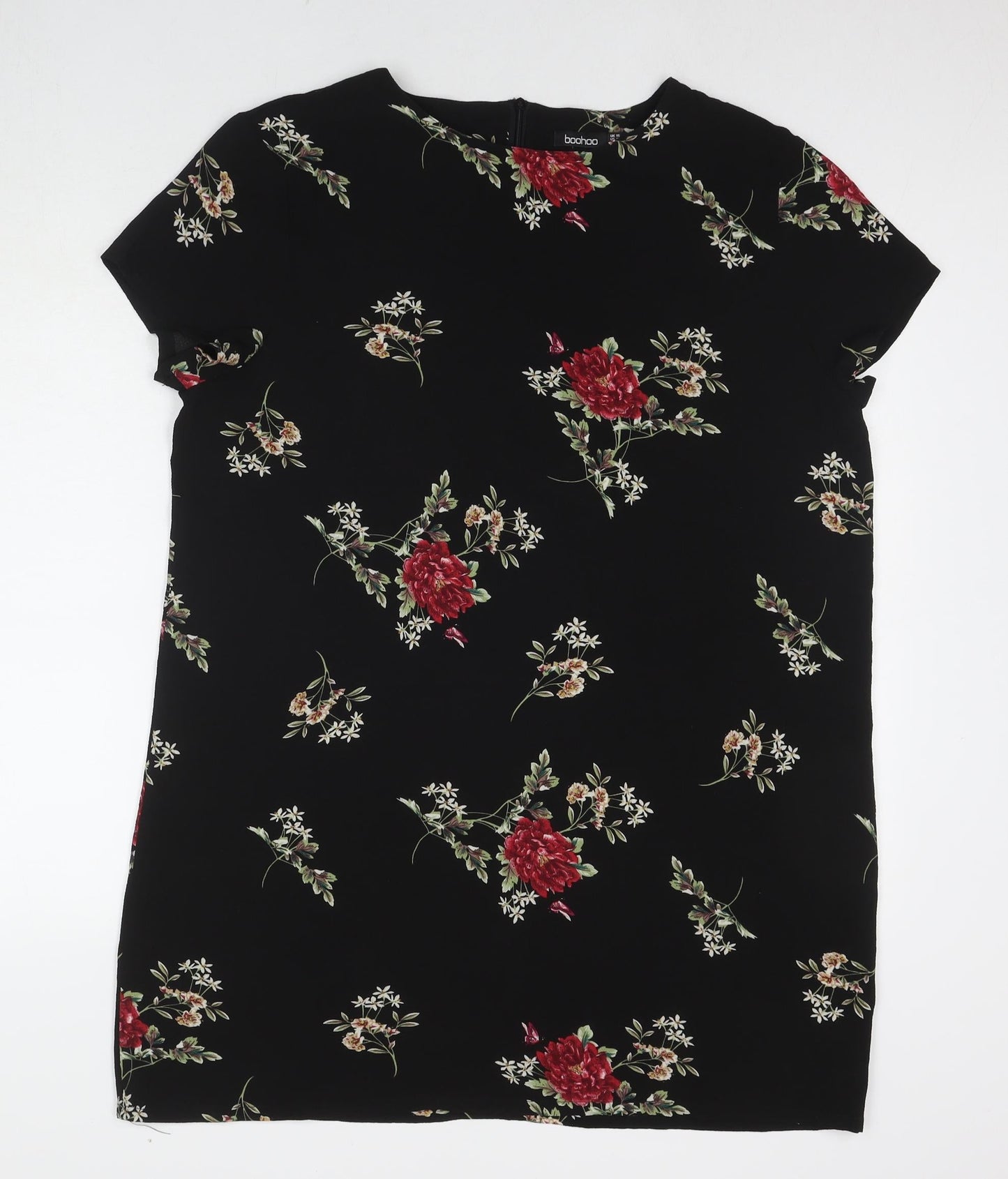 Boohoo Womens Black Polyester A-Line Size 16 Round Neck Pullover