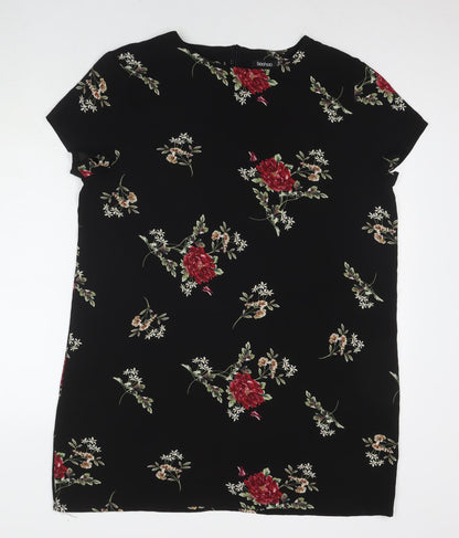 Boohoo Womens Black Polyester A-Line Size 16 Round Neck Pullover