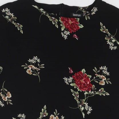 Boohoo Womens Black Polyester A-Line Size 16 Round Neck Pullover