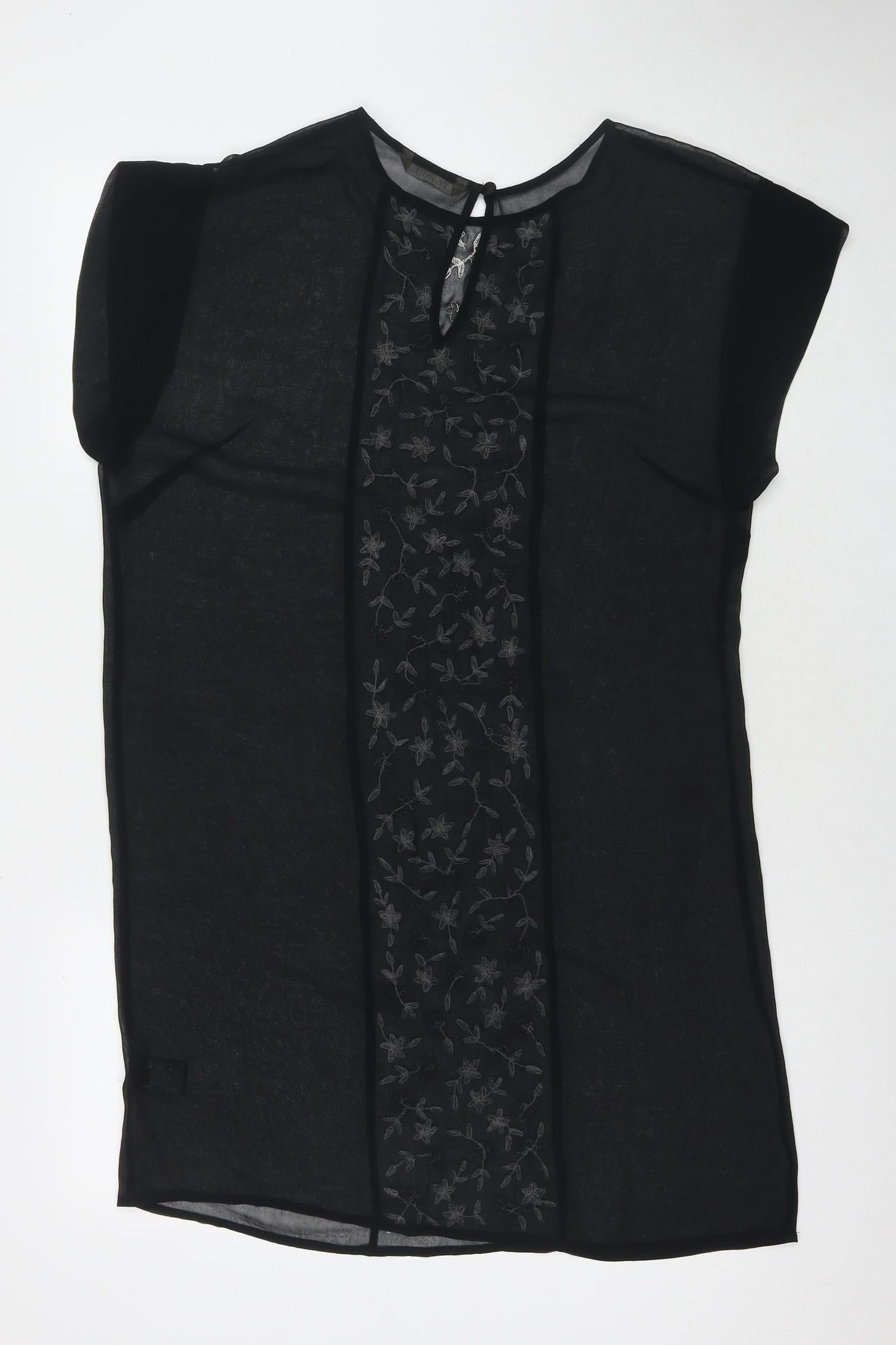 Planet Womens Black Floral Polyester T-Shirt Dress Size 10 Round Neck Pullover - Beach Cover-Up