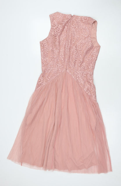 ASOS Womens Pink Polyester A-Line Size 12 V-Neck Zip