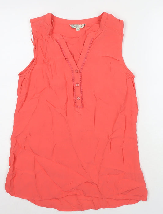 M&Co Womens Pink Polyester Basic Tank Size 10 V-Neck