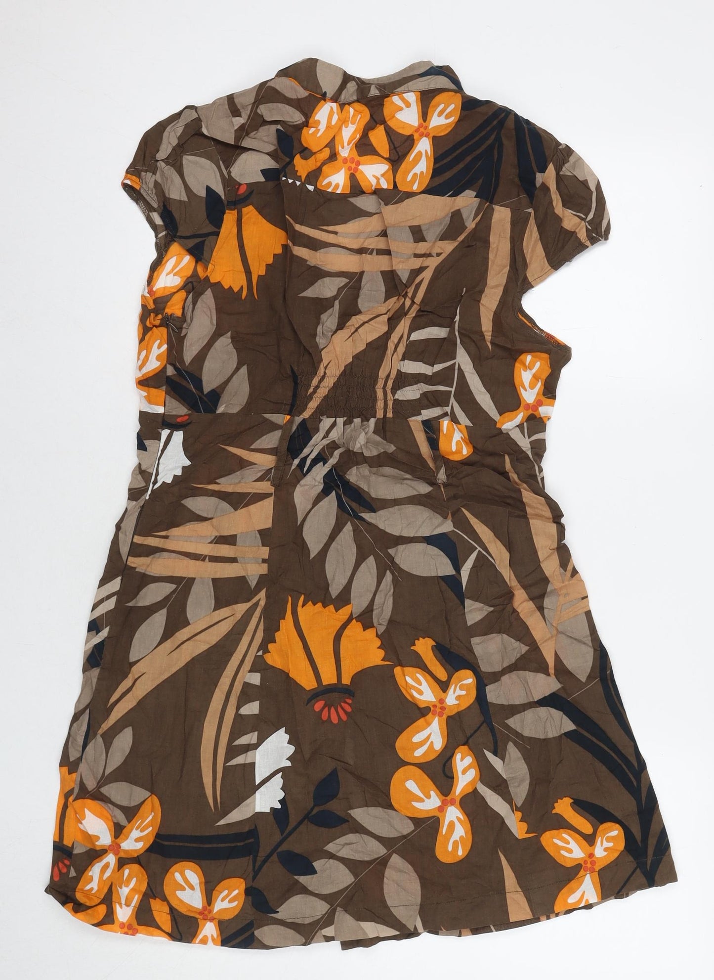 Philip Russel Womens Brown Cotton A-Line Size L V-Neck Zip