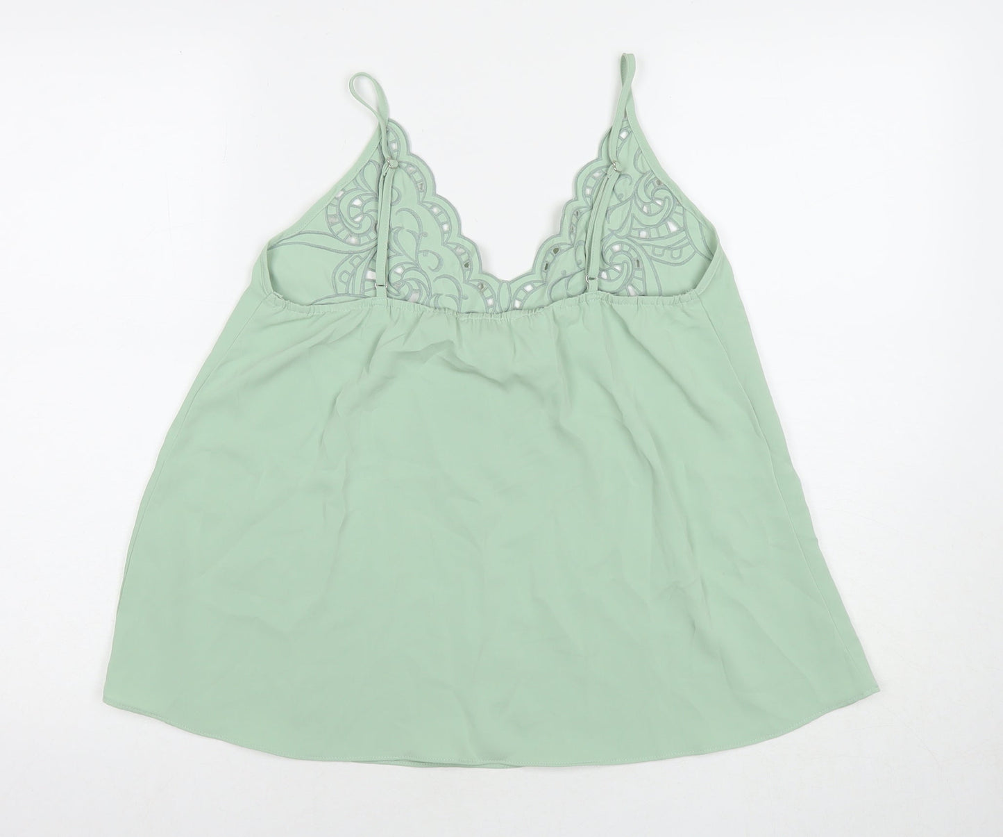 Capsule Womens Green Polyester Basic Tank Size M Round Neck