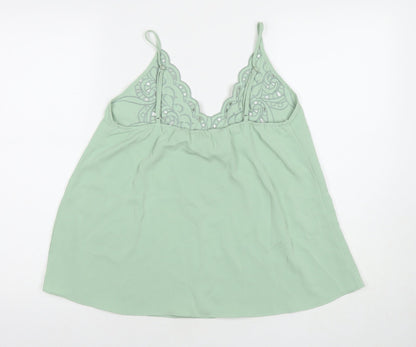 Capsule Womens Green Polyester Basic Tank Size M Round Neck