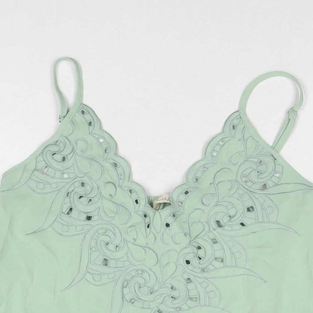 Capsule Womens Green Polyester Basic Tank Size M Round Neck