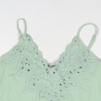 Capsule Womens Green Polyester Basic Tank Size M Round Neck