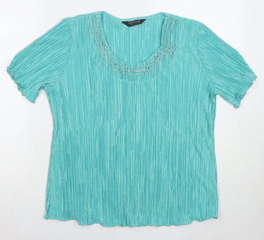Womens UK Size L Forever Blue Basic Blouse