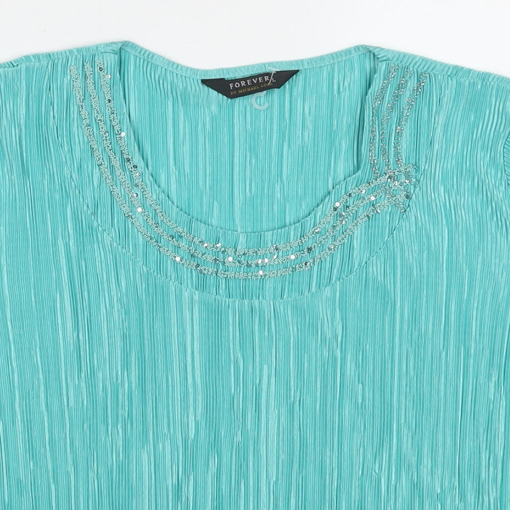 Womens UK Size L Forever Blue Basic Blouse