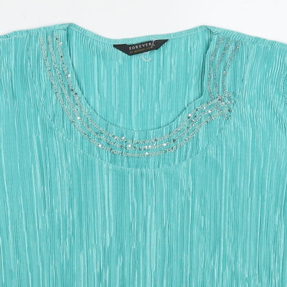 Womens UK Size L Forever Blue Basic Blouse