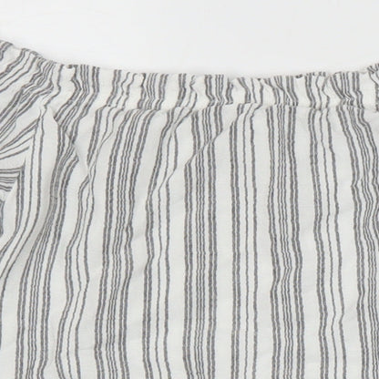 Sosandsar Womens Multicoloured Striped Polyester Blend Tunic Blouse Size 10 Off the Shoulder