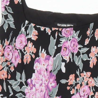 Fashion Union Womens Multicoloured Floral Polyester Shift Size 14 Square Neck