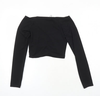Womens UK Size 6 PRETTYLITTLETHING Black Cropped T-Shirt