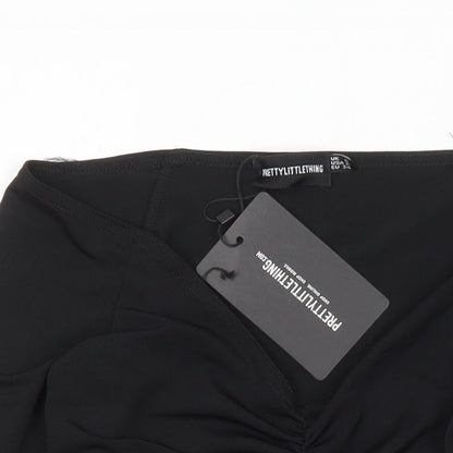 Womens UK Size 6 PRETTYLITTLETHING Black Cropped T-Shirt