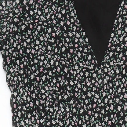 H&M Womens Multicoloured Floral Polyester Blend A-Line Size 10 V-Neck - Side spits