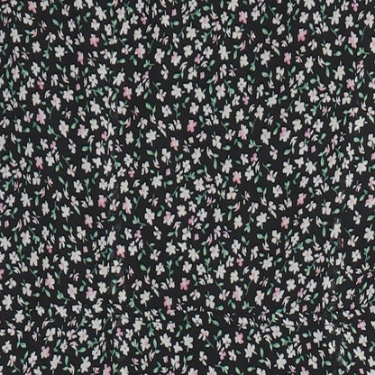 H&M Womens Multicoloured Floral Polyester Blend A-Line Size 10 V-Neck - Side spits